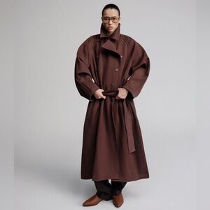 Azzedine Alaïa 1987 Rare Vintage Oversized Belted Wool Coat Brown/Purple